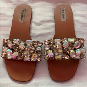 Steve Madden Brown Sandals with Iridescent Embellishments